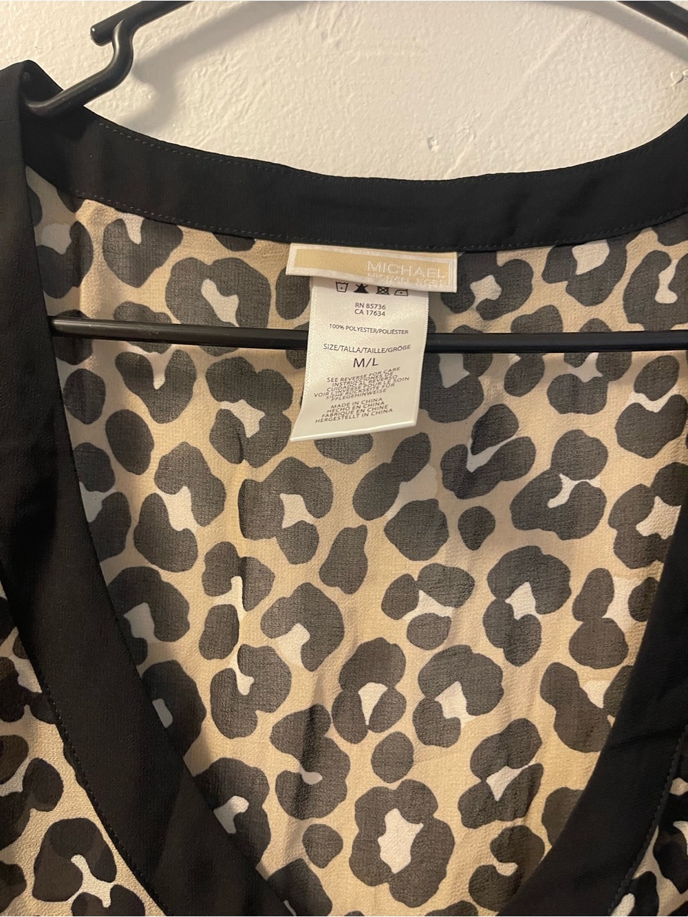 Michael Kors Beige and Black Leopard-Print V-Neck coverups